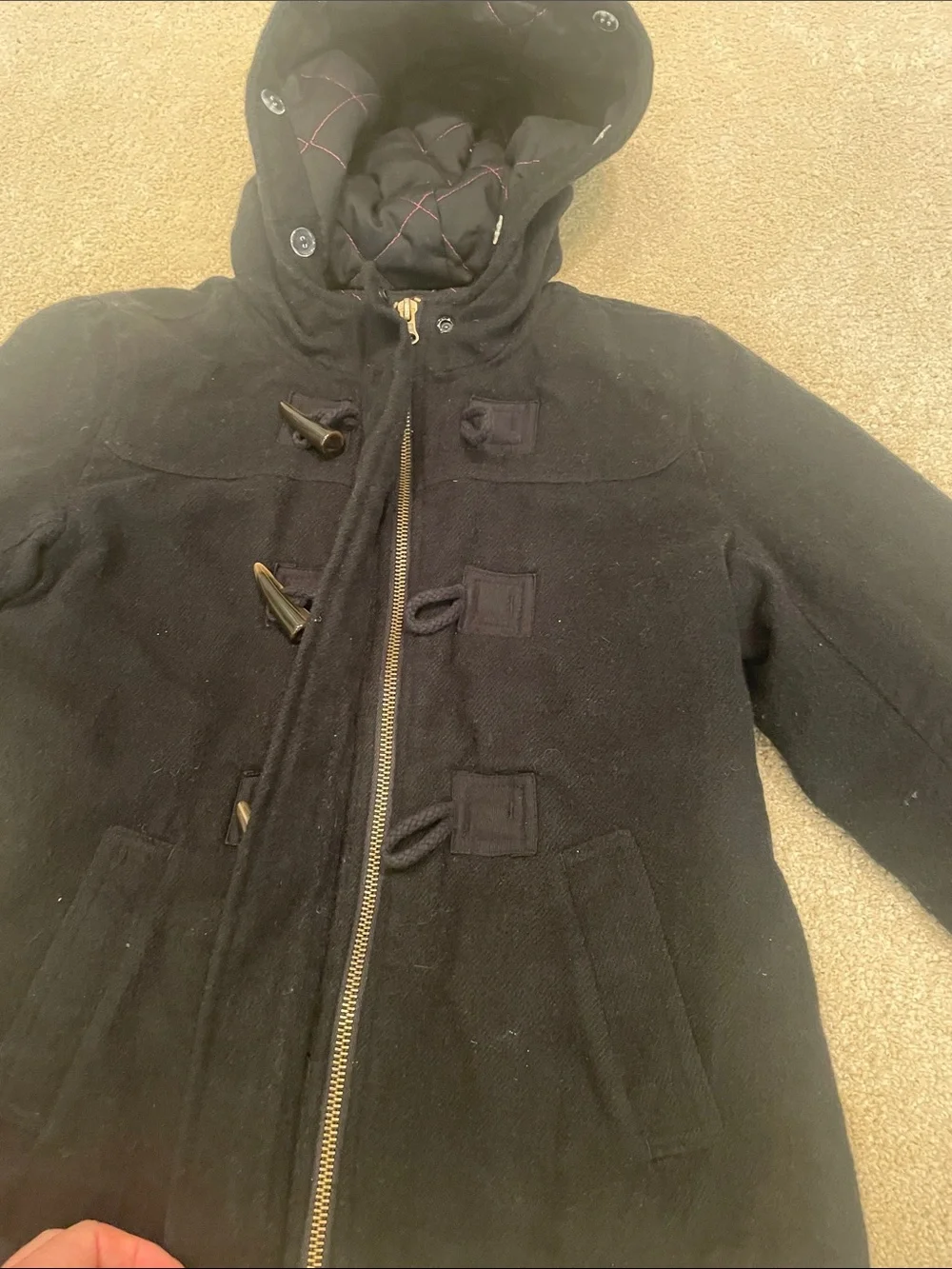 Girl’s Justice black hooded coat, size 10